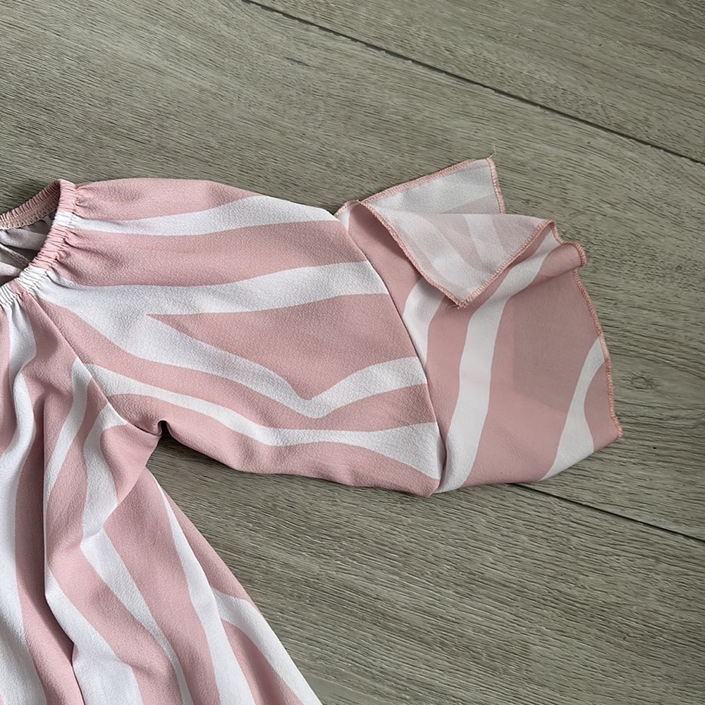 Pink and white off the shoulder blouse - Picture 3 of 6